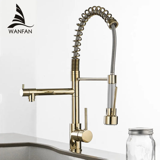 Decorbites™ Gold Spring Spout Küchenarmatur - Einhebel-Auszugsmischer