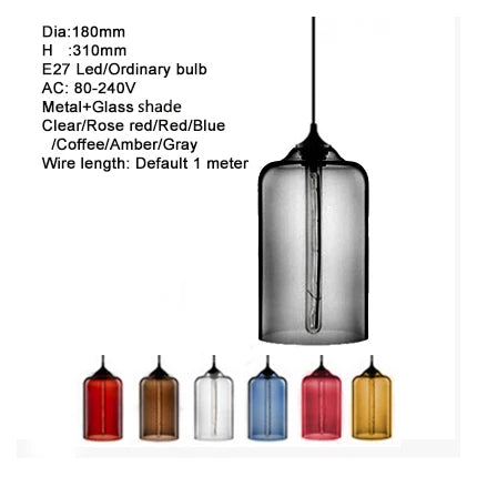 Decorbites™ Glas-Schalen-Pendant-Lampen: Moderne bunte E27 Hänge-Lampen für Küche, Wohnzimmer, Schlafzimmer.