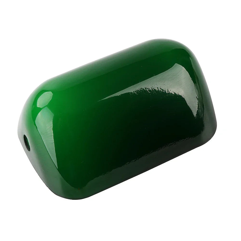 Decorbites™ Glas-Bankierslampe-Abdeckung | Grün/Weiß geschichteter Ersatzschirm L15 cm x B9,5 cm