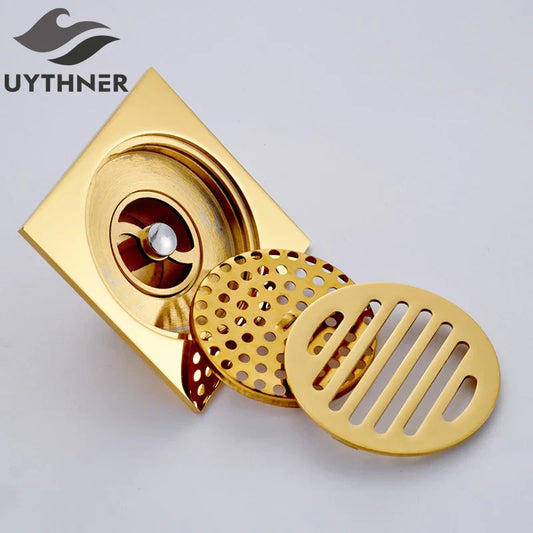 Decorbites™ Gold Quadratisches Badezimmer-Duschablauf-Sieb 10*10 cm