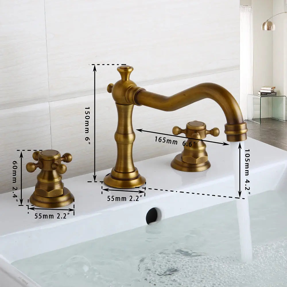 Decorbites™ Dualeinhebel-Waschbeckenarmatur aus massivem Messing in Chrom mit antiker schwarzer Finish