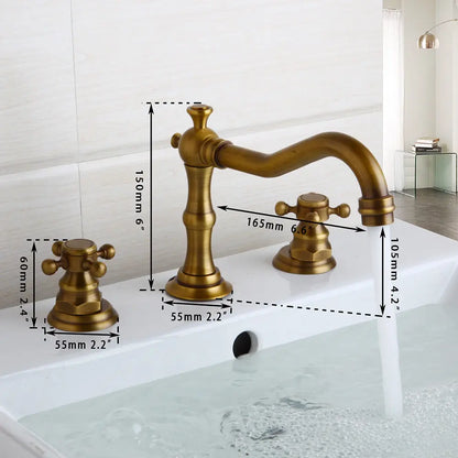 Decorbites™ Dualeinhebel-Waschbeckenarmatur aus massivem Messing in Chrom mit antiker schwarzer Finish