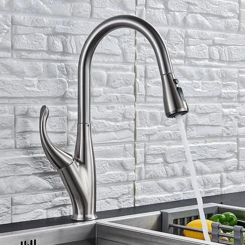 Decorbites™ Küchenarmatur: Chrom/Schwarz Ausziehbarer Mischbatterie mit 2-Funktions-Strahlformer