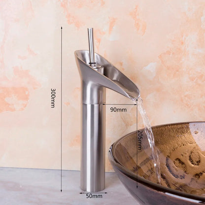 Decorbites™ Golden Waterfall Badezimmerarmatur Mischbatterie Hoher Waschtisch Deckenmontiert