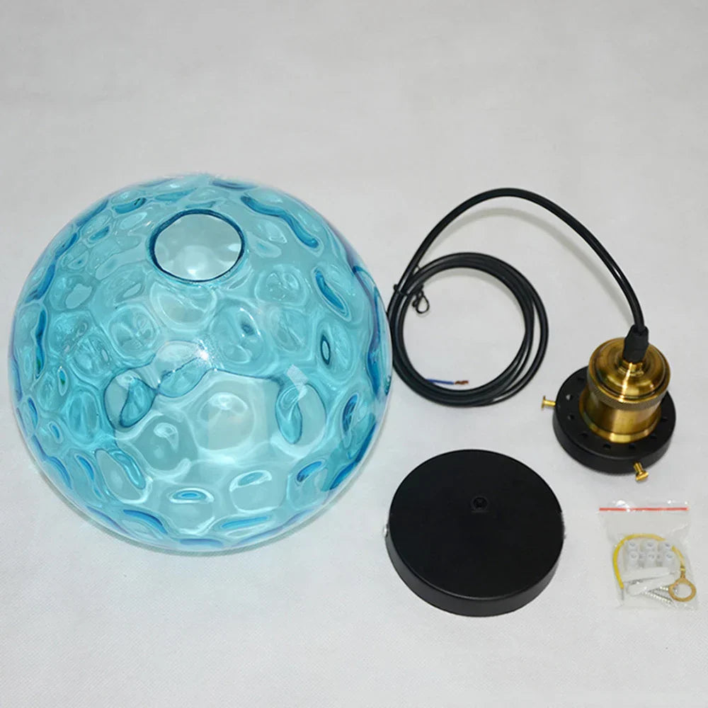 DecorBites™ Loft Blue Glass Pendant Light LED E27 Nordic Hanging Lamp - 3 Sizes