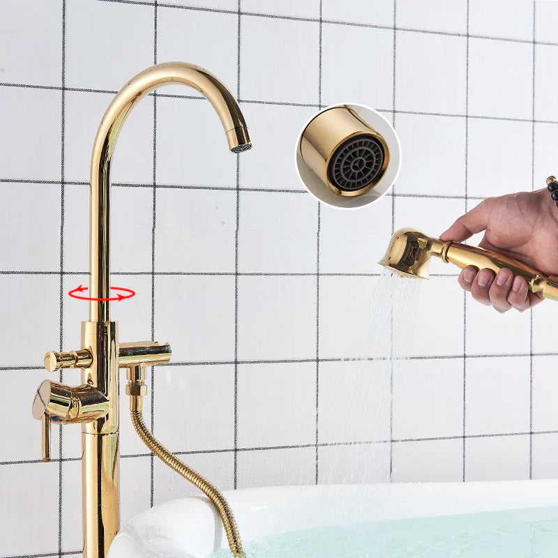 DecorBites™ Gold Tub Sink Faucet with Handshower