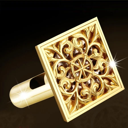 DecorBites™ Goldener quadratischer Bodenablauf 4 cm, Luxus-Badezimmer-Duschrost 10 cm * 10 cm