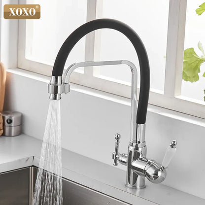 Decorbites™ Schwarz montierter Küchenarmatur mit 360° Drehung und Reiner-Wasser-Filter