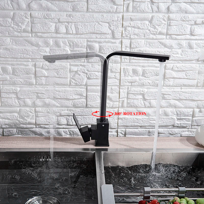 Decorbites™ Küchenarmatur: Gebürstetes Gold/Nickel/Schwarz Heiß-Kalt-Mischbatterie Wasserhahn