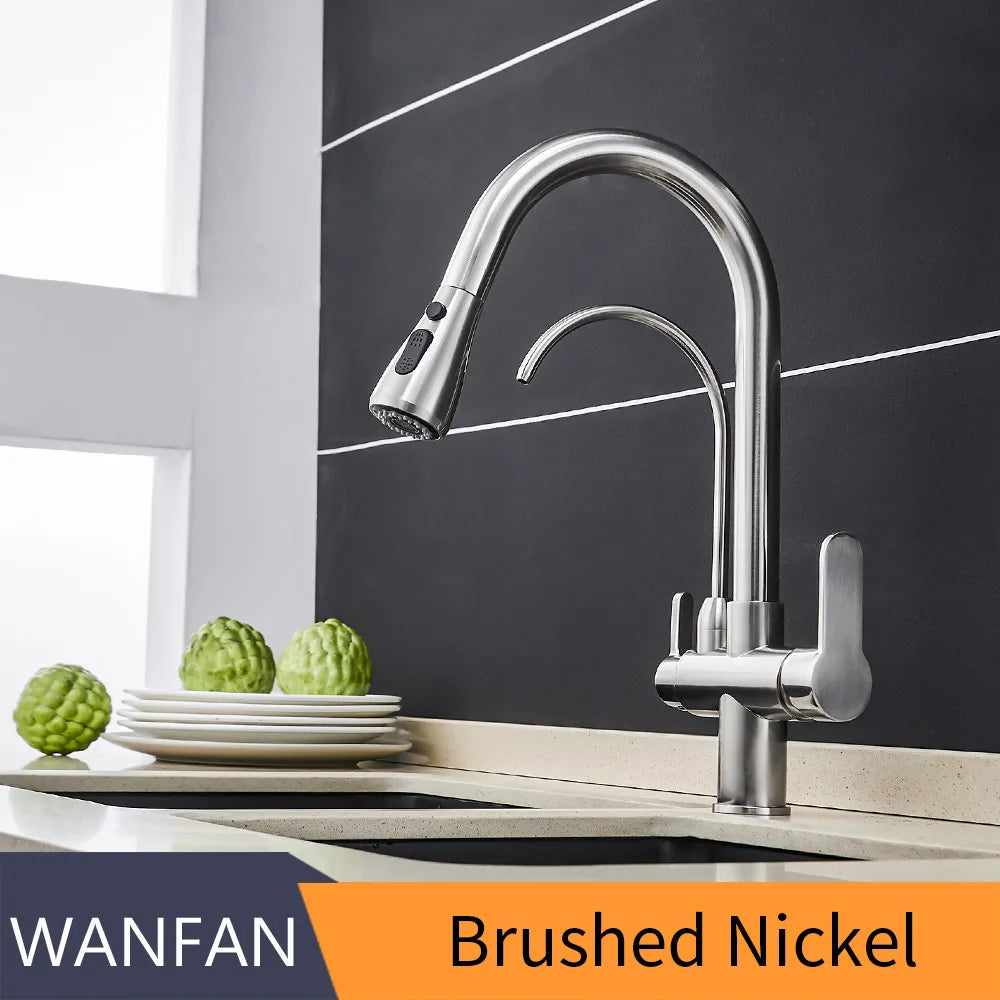 DecorBites™ Crane Kitchen Faucet Three Ways Sink Mixer WF-0195