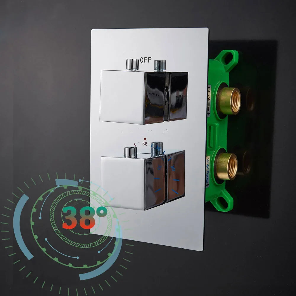 DecorBites™ Dual Handle Thermostatic Shower Mixer Valve - Chrome Finish