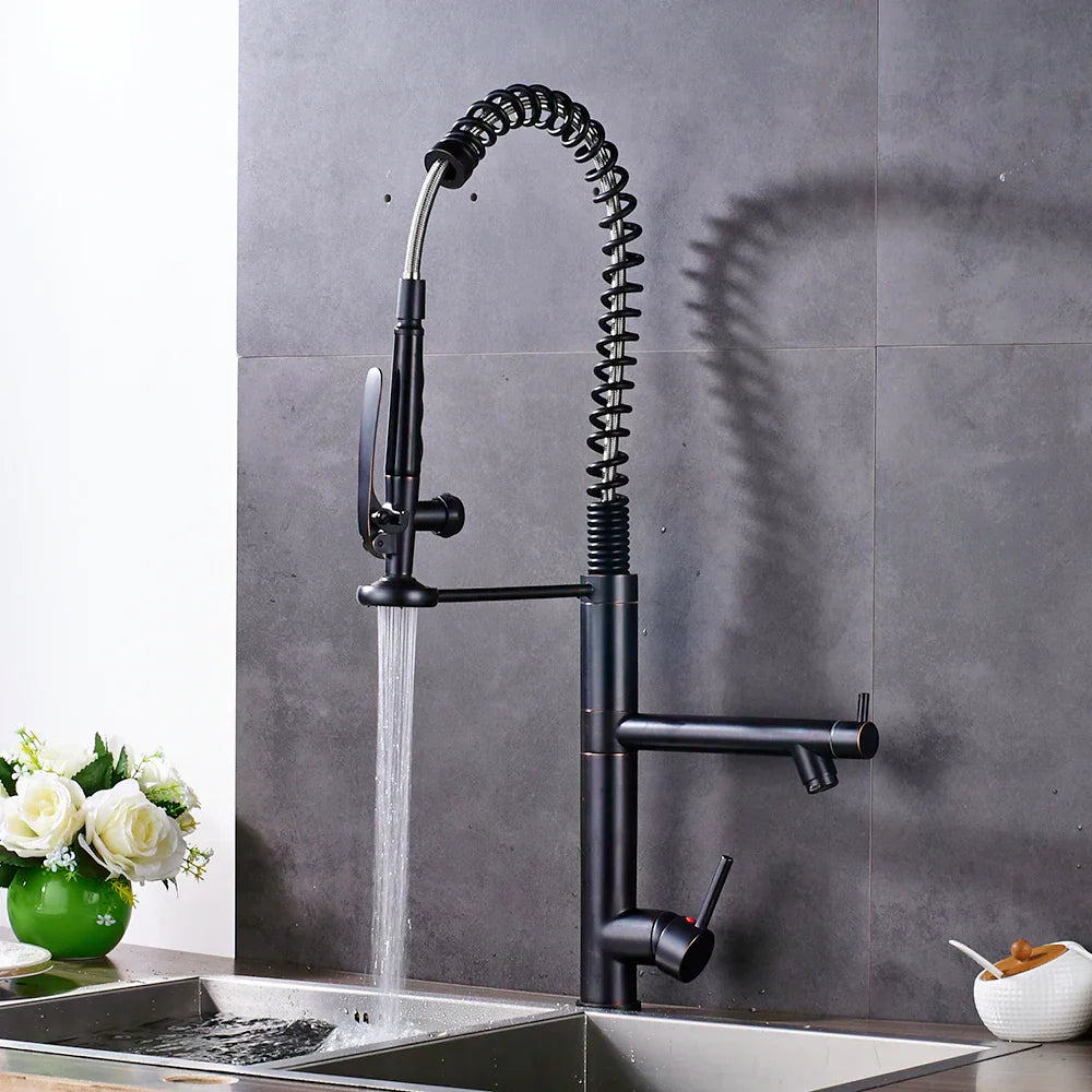 DecorBites™ Black Bronze Kitchen Mixer Faucet with 360 Rotation - Single Handle Sink Tap