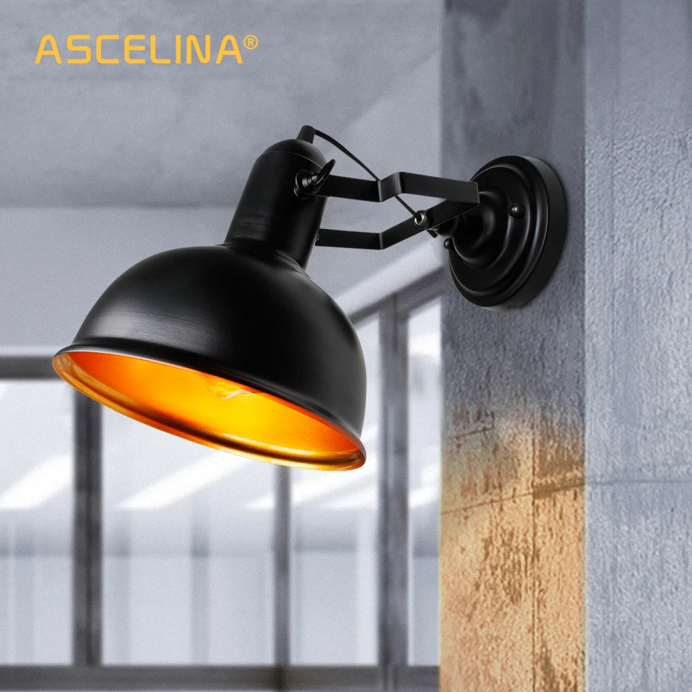 Decorbites™ Eisen Vintage Wandlampe - Verstellbarer Halter, Retro Wandleuchte, E27, CE-zertifiziert