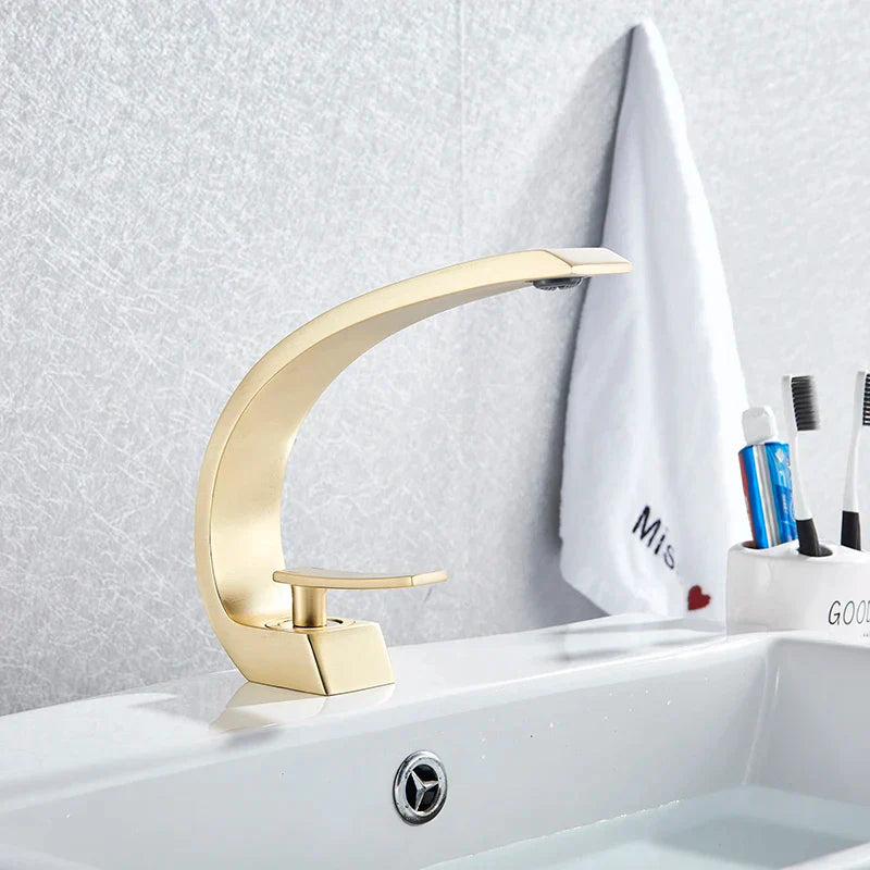 Decorbites™ Gebürsteter Gold Waschbeckenarmatur, Aufsatz-Waschbeckenmischer für das Badezimmer