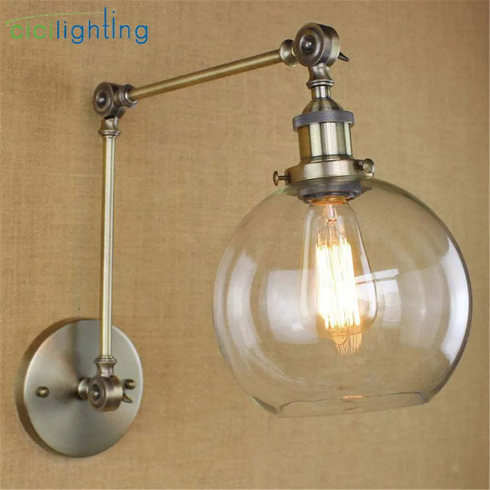 Glass Swing Arm Sconce