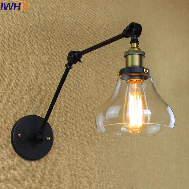 Decorbites™ Glas-Schwingarm-Wandleuchte für retro-vintage-industriellen Stil