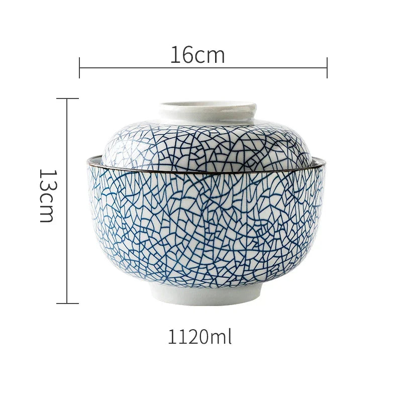 Decorbites™ Japanischer Stil Keramik-Suppenschüssel - Umweltfreundliche Unterglasur-Terrine
