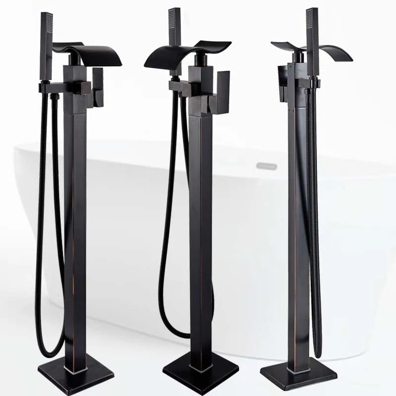 DecorBites™ Black Bronze Bathtub Mixer Faucet | Single Handle Waterfall Tub Fixture
