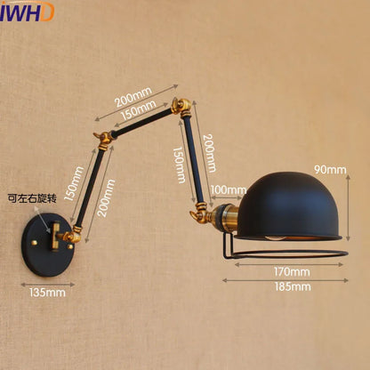 DecorBites™ Gold Swing Arm LED Wall Lamp Retro Loft Industrial Sconce