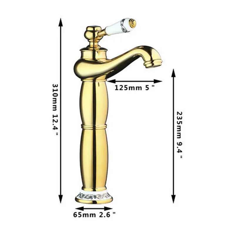 Decorbites™ Handbemaltes Keramisches Waschbecken-Set mit Goldenem Teekannen-Auslaufarmatur