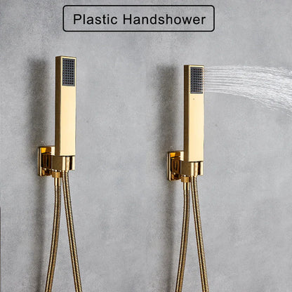Decorbites™ Golden LED Regenbrause mit 3-Wege-Mischer und Messing-Auslauf