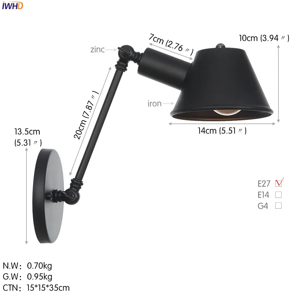 Decorbites™ Industrielle LED-Wandleuchte für Schlafzimmer und Badezimmer Vintage-Wandlampe