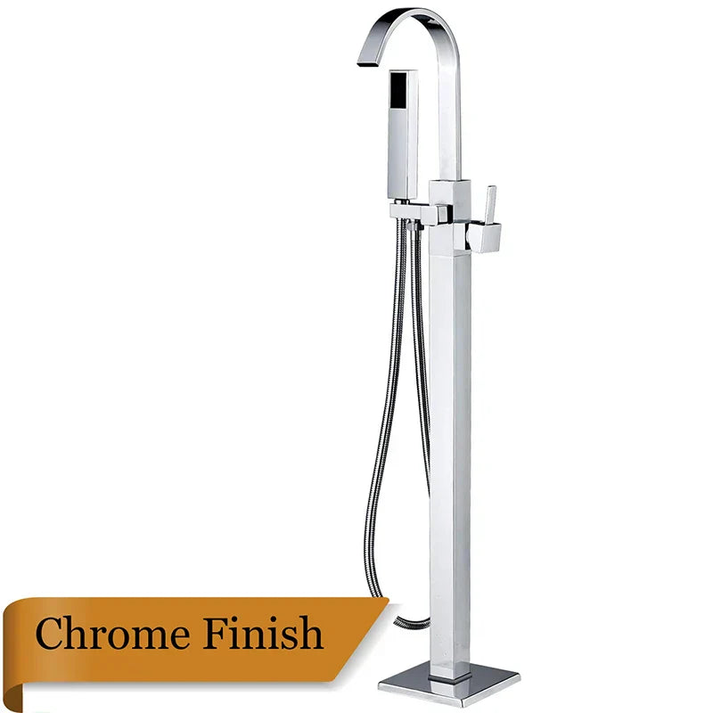 Decorbites™ Freistehender Badewannenarmatur mit Handbrause: Gebürstetes Nickel Bodenmontierter Mischbatterie