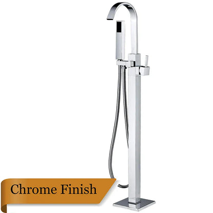 Decorbites™ Freistehender Badewannenarmatur mit Handbrause: Gebürstetes Nickel Bodenmontierter Mischbatterie