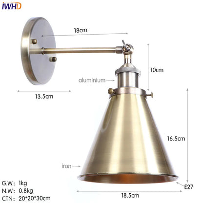 Decorbites™ Eisen Golden Antik LED Wandlampe Retro Industrie Vintage Wandlampe