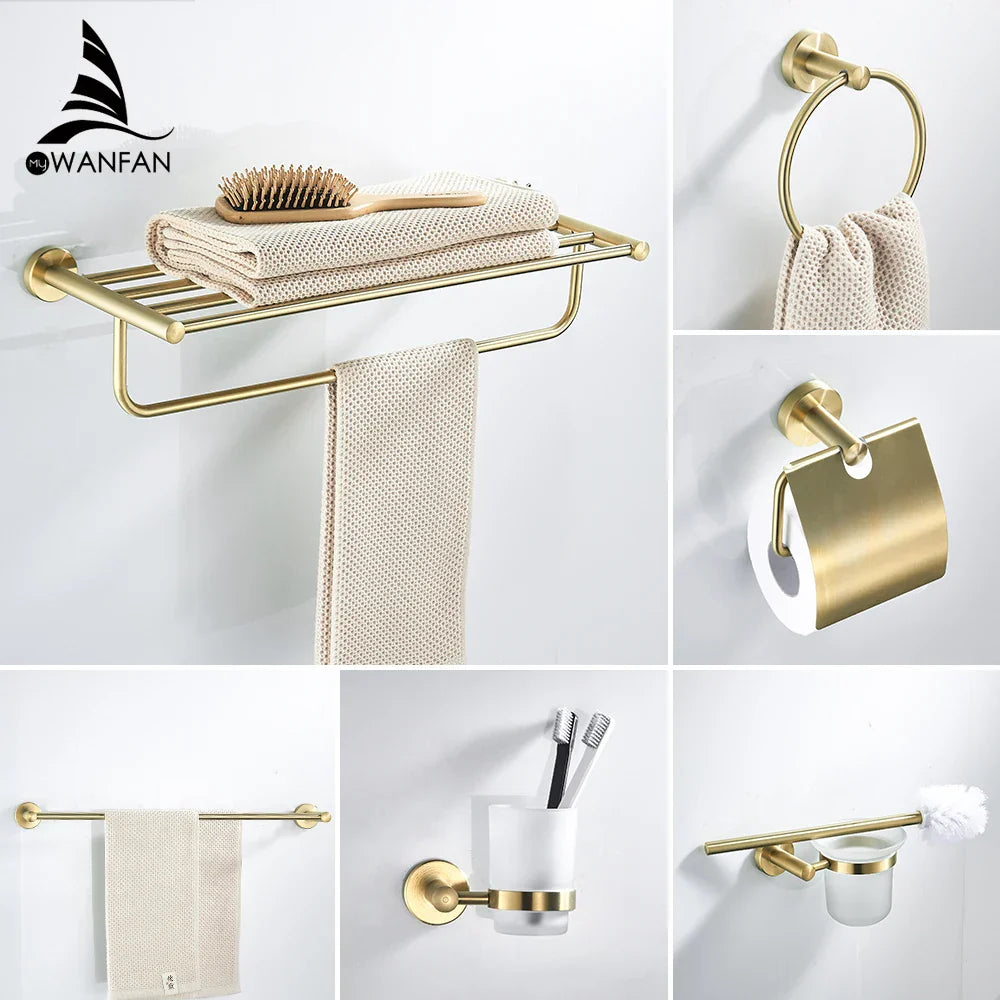 Decorbites™ Golden Swan Badezimmer-Hardware-Set: Handtuchhalter, Toilettenpapierhalter, Taschentuchhalter