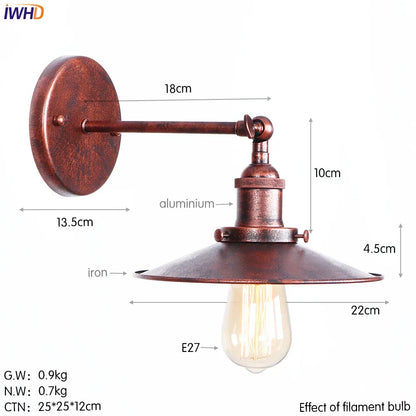Decorbites™ Eisen Golden Antik LED Wandlampe Retro Industrie Vintage Wandlampe
