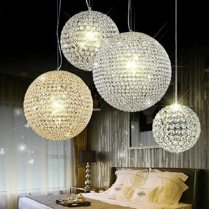 DecorBites™ Crystal Ball Rain Drop Pendant Light Fixture LED for Dining Room
