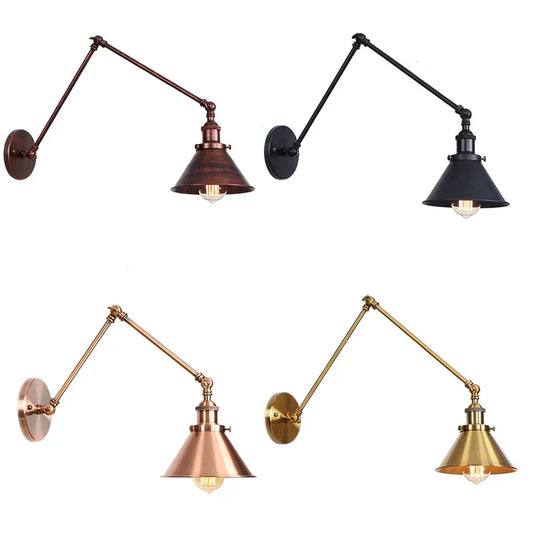 DecorBites™ Black Copper Vintage Wall Sconce with Long Arm for Home Bedroom