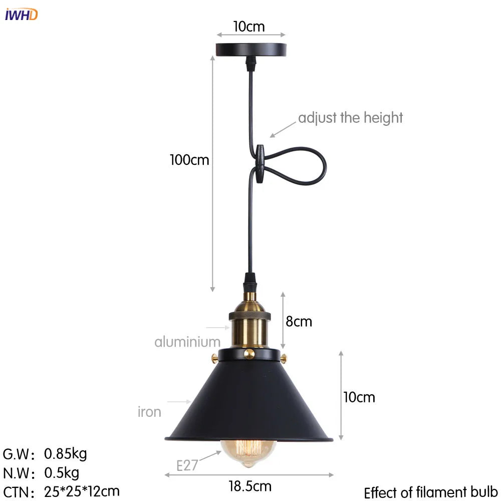 DecorBites™ Gold Retro Edison LED Pendant Lights for Dinning Living Room Industrial Decor
