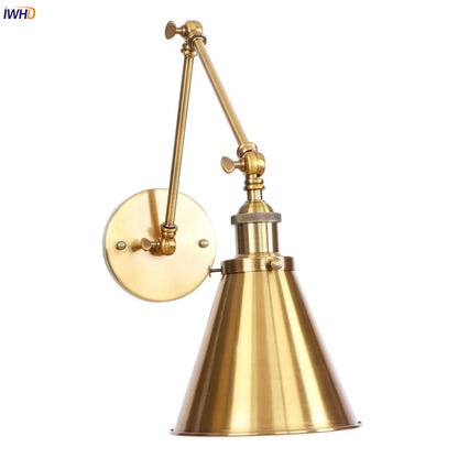 DecorBites™ Gold LED Swing Arm Wall Lamp Industrial Decor Vintage Beside Stair Loft
