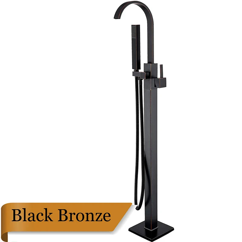 Decorbites™ Freistehender Badewannenarmatur mit Handbrause: Gebürstetes Nickel Bodenmontierter Mischbatterie
