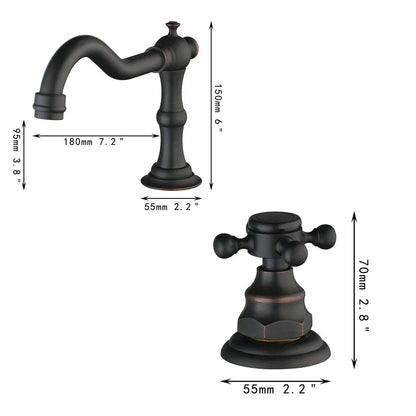 Decorbites™ Dualeinhebel-Waschbeckenarmatur aus massivem Messing in Chrom mit antiker schwarzer Finish