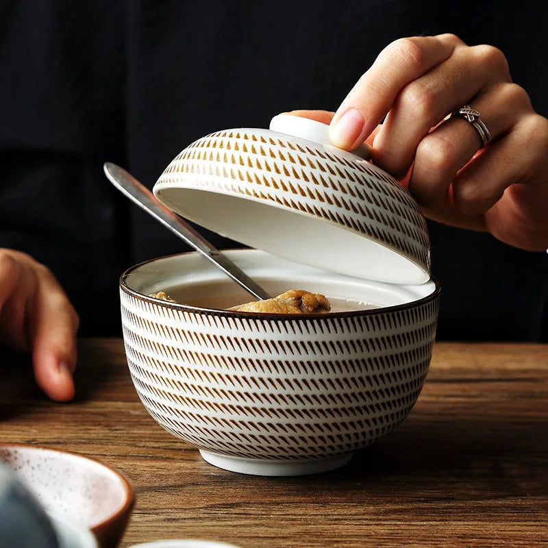 Decorbites™ Japanischer Stil Keramik-Suppenschüssel - Umweltfreundliche Unterglasur-Terrine