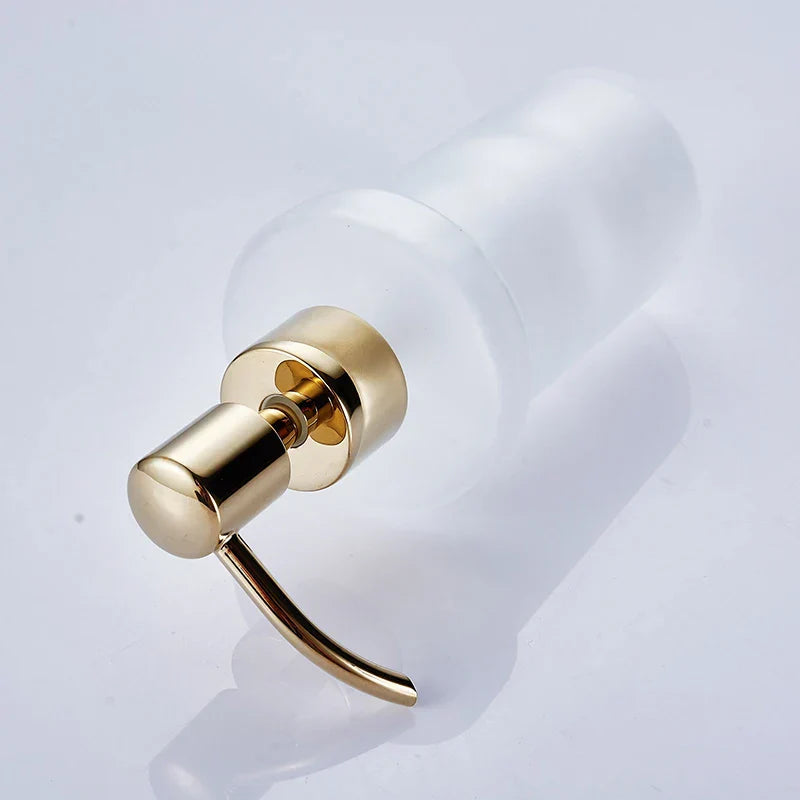 DecorBites™ Frosted Glass Liquid Soap Dispenser with Brass Head - 200ml