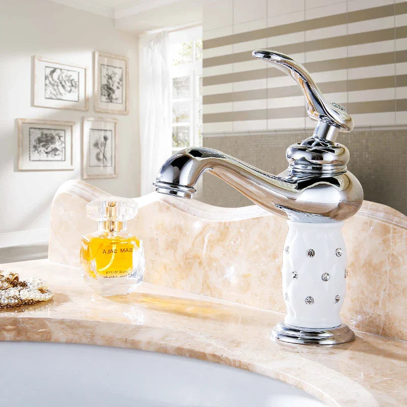 Gold Brass Diamond Faucet