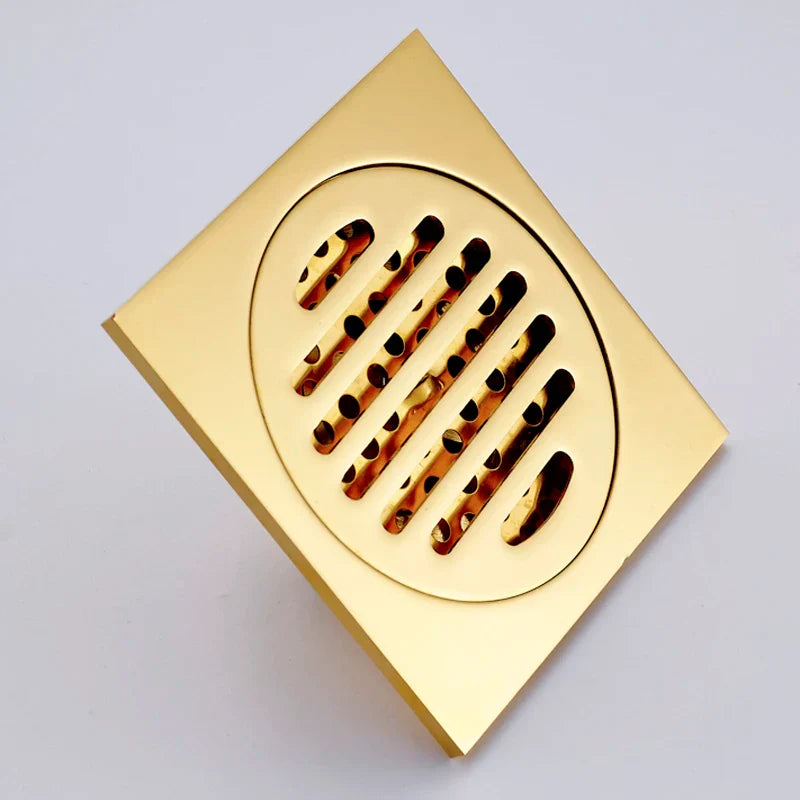 DecorBites™ Gold Square Bathroom Shower Drain Strainer 10*10cm