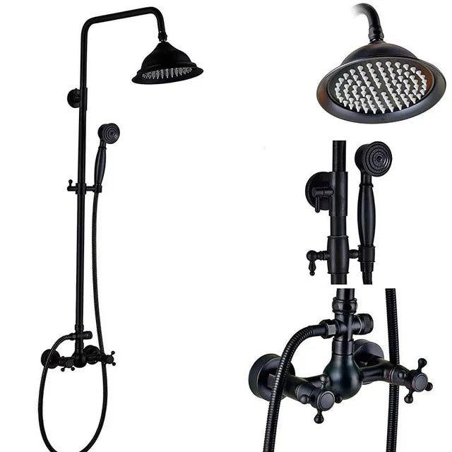 Decorbites™ Schwarzes Messing Bad-Duscharmatur-Set mit Handbrause und Wannenarmatur
