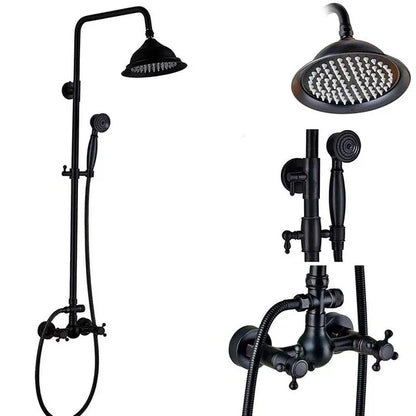 Decorbites™ Schwarzes Messing Bad-Duscharmatur-Set mit Handbrause und Wannenarmatur