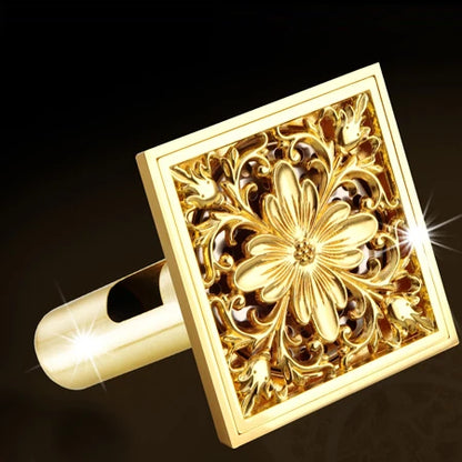 DecorBites™ Goldener quadratischer Bodenablauf 4 cm, Luxus-Badezimmer-Duschrost 10 cm * 10 cm