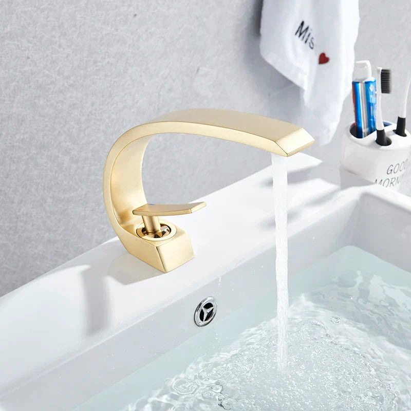 Decorbites™ Gebürsteter Gold Waschbeckenarmatur, Aufsatz-Waschbeckenmischer für das Badezimmer