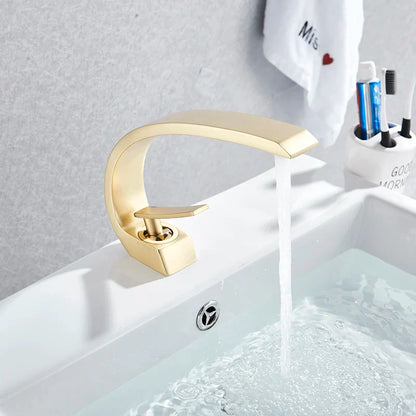 Decorbites™ Gebürsteter Gold Waschbeckenarmatur, Aufsatz-Waschbeckenmischer für das Badezimmer
