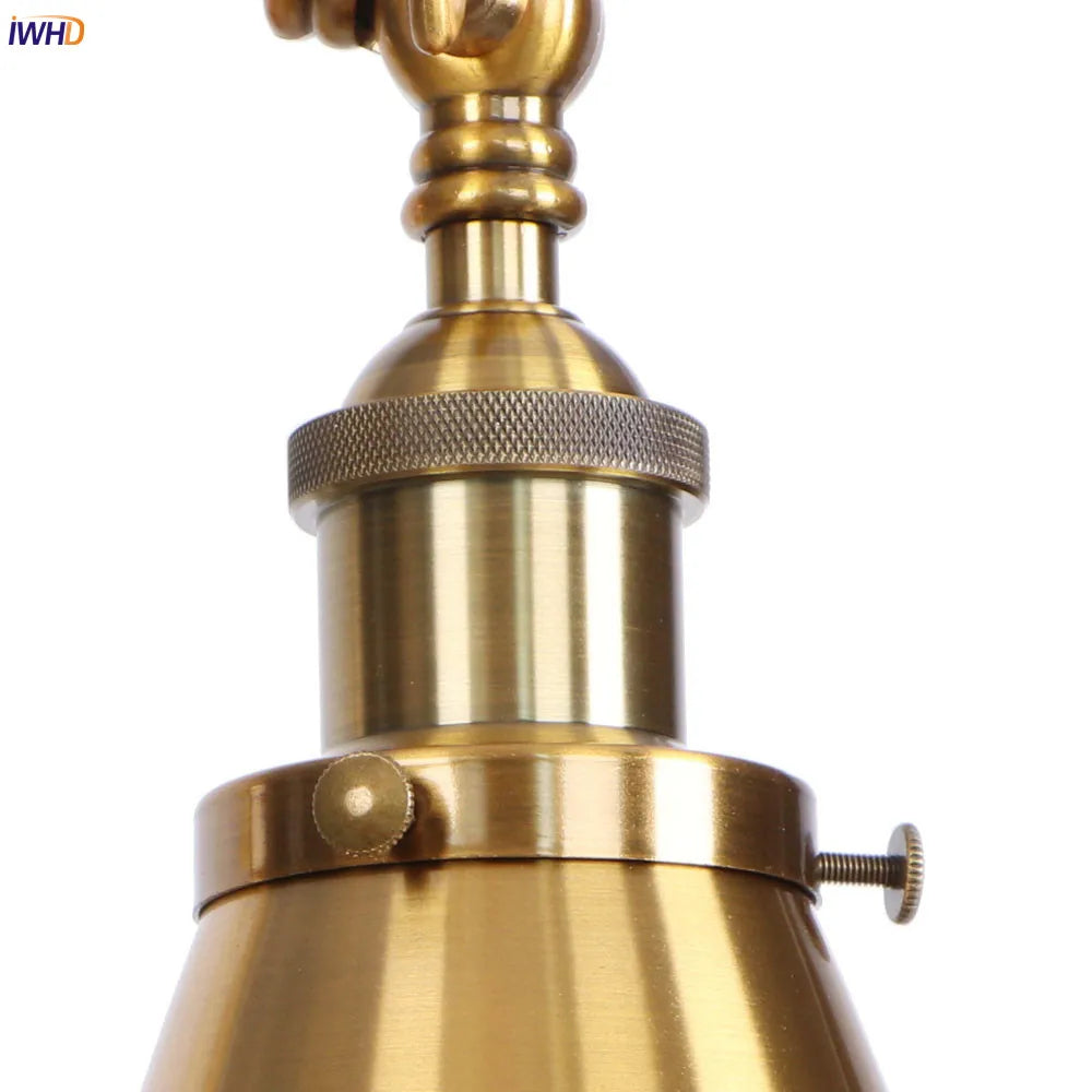DecorBites™ Gold LED Swing Arm Wall Lamp Industrial Decor Vintage Beside Stair Loft