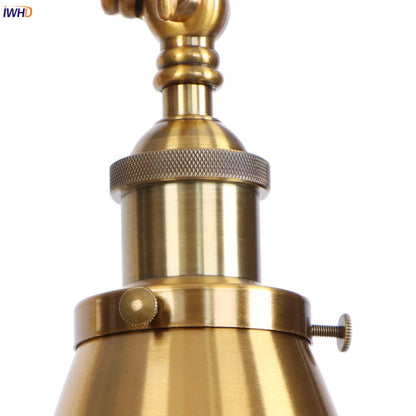 DecorBites™ Gold LED Swing Arm Wall Lamp Industrial Decor Vintage Beside Stair Loft