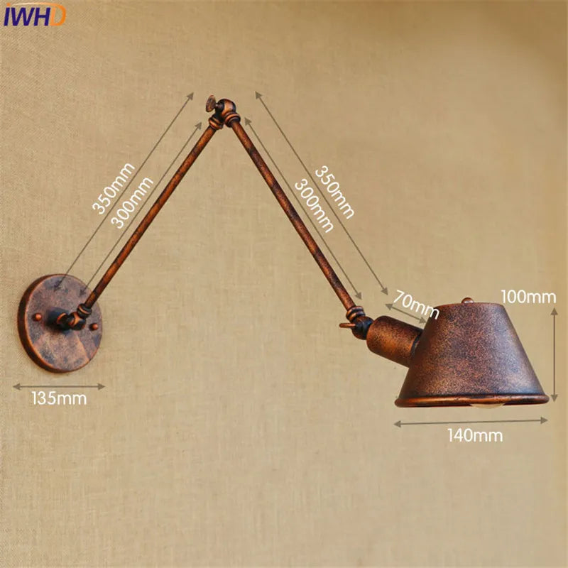 Decorbites™ Goldene Vintage LED Schwingarm-Wandleuchte im Industriedesign