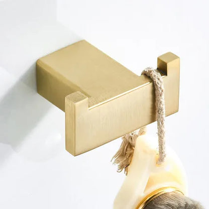 DecorBites™ Bath Set: Towel Rack, Corner Shelf, Paper Holder, Mixer Faucet - Brushed Matt Gold